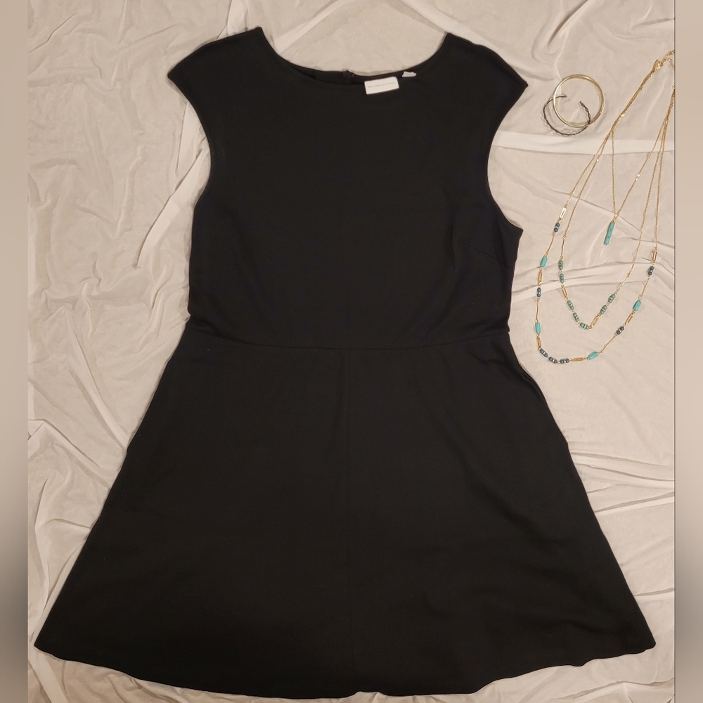 New York and Company Black Fit & Flare Dress with Pockets
